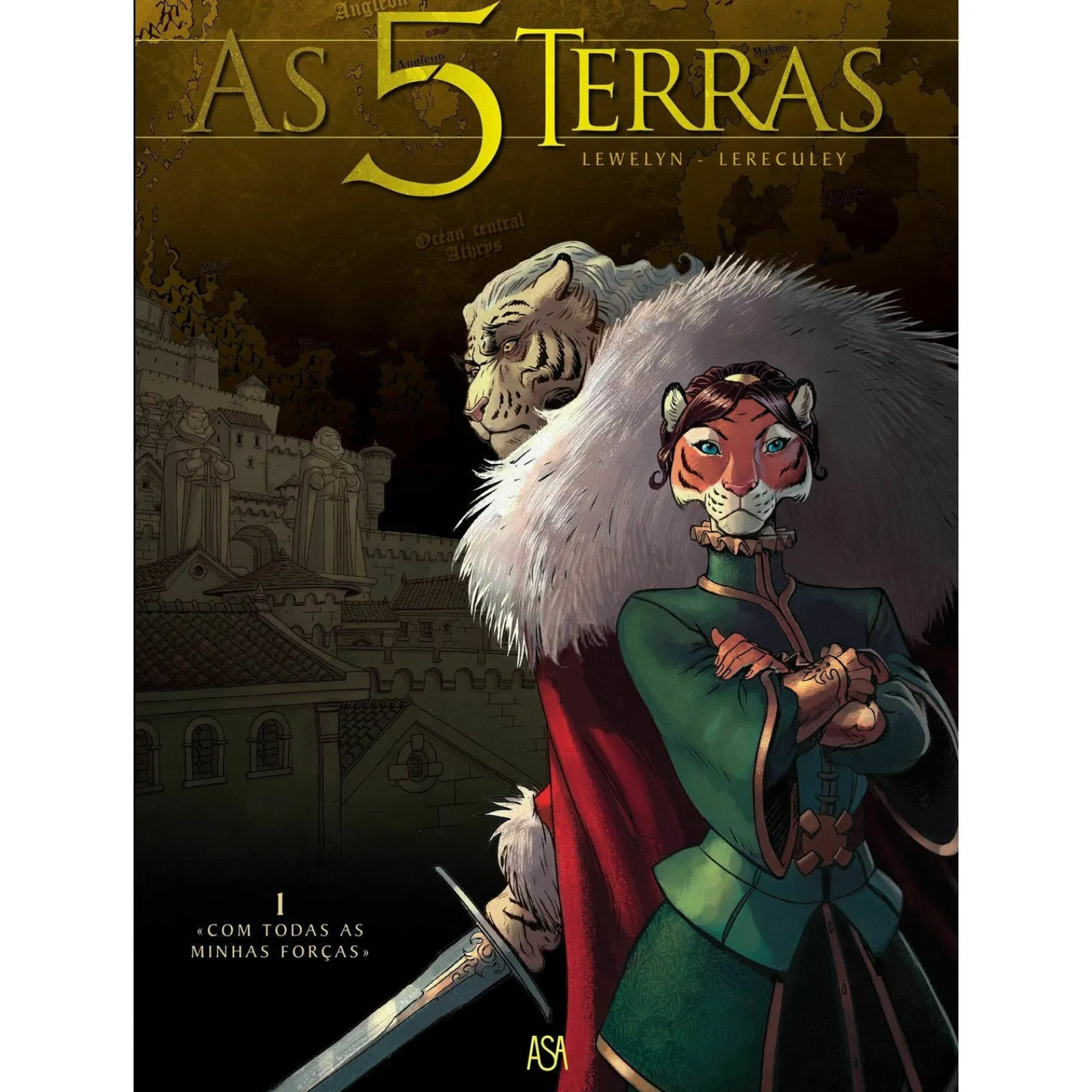 Edições Asa As 5 Terras - Livro 1: «Com Todas as Minhas Forças» de Lewelyn e Jerome Lereculey^ Banda Desenhada E Novelas Gráficas