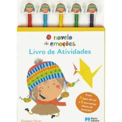 Porto Editora O Novelo de Emoções - Livro de Atividades- com 5 Lápis de Cor e 5 Borrachas Cheias de Emoção! de Elizabete Neves^ Atividades