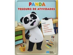 Porto Editora Panda - Tesouro de Atividades - Caixa com Livro para Colorir, 4 Marcadores, Mais de 20 Autocolantes e Puzzles^ Atividades|Puzzles
