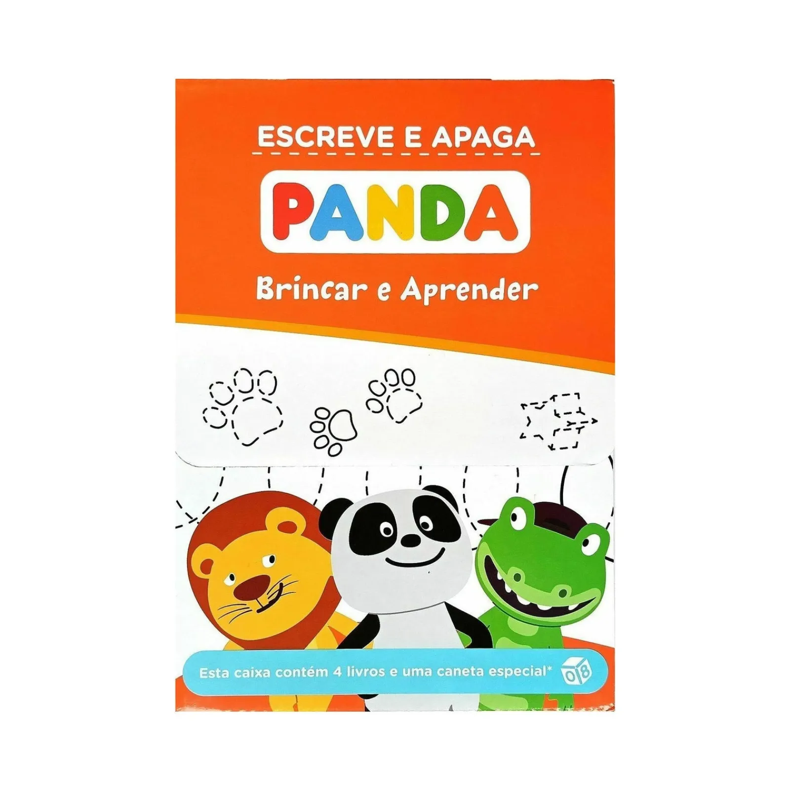 Zero A Oito Panda-Escreve e Apaga:Caixa com 4 Minilivros e Oferta de Caneta Especial de^ Atividades