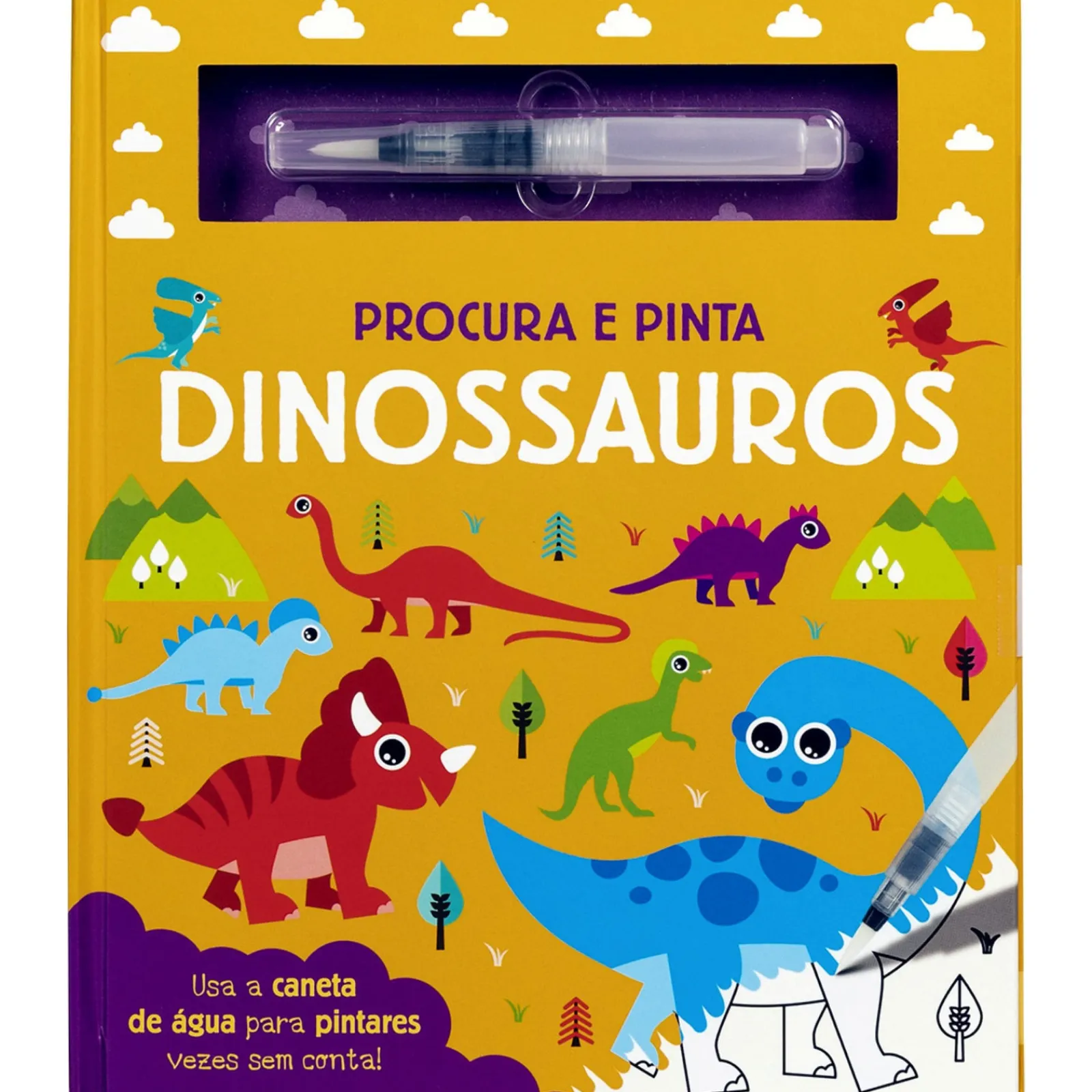 Porto Editora Procura e Pinta Dinossauros - Livro com Caneta de Água^ Atividades